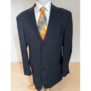 PRONTOMODA Lana Lux Blazer Mens 44L Black Cashmere Lambs Wool Sport Coat Jacket